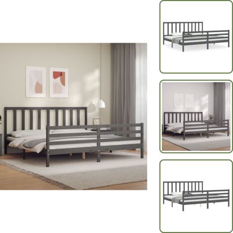 - vidaXL Giroletto con Testiera Grigio 200x200 cm in Legno Massello -
