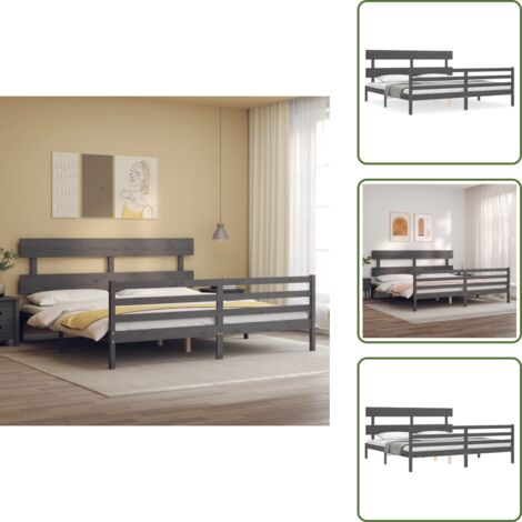 - vidaXL Giroletto con Testiera Grigio 200x200 cm in Legno Massello -