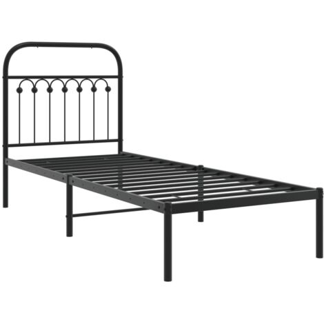vidaXL Giroletto con Testiera in Metallo Nero 75x190 cm