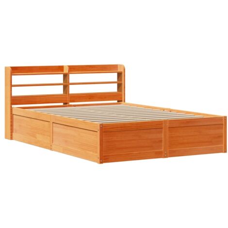 vidaXL Giroletto con Testiera Marrone Cera 120x190 cm Massello Pino