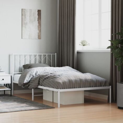 vidaXL Giroletto con Testiera Metallo Bianco 107x203 cm