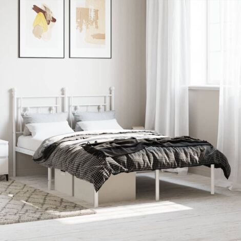vidaXL Giroletto con Testiera Metallo Bianco 120x190 cm