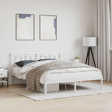 vidaXL Giroletto con Testiera Metallo Bianco 150x200 cm