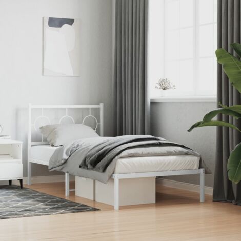 vidaXL Giroletto con Testiera Metallo Bianco 90x190 cm