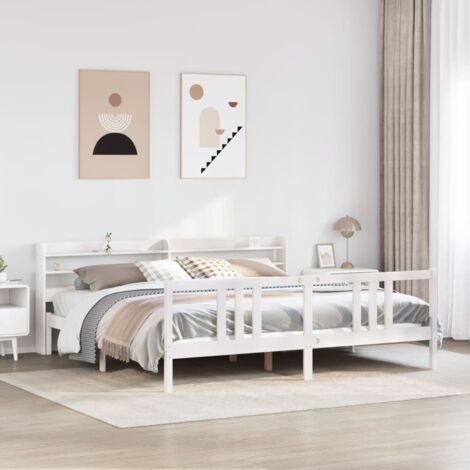 vidaXL Giroletto con Testiera senza Materasso Bianco 200x200 cm