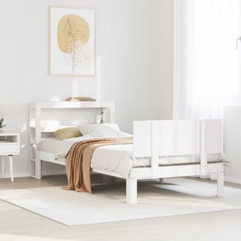 vidaXL Giroletto con Testiera senza Materasso Bianco 90x200 cm