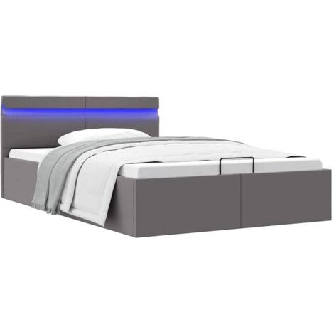 vidaXL Giroletto Contenitore Idraulico LED Grigio Similpelle 140x200cm
