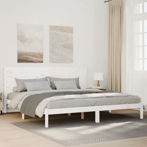vidaXL Giroletto Extra Lungo senza Materasso Bianco 200x220cm Massello