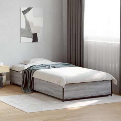 vidaXL Giroletto Grigio Sonoma 100x200 cm Legno Multistrato e Metallo