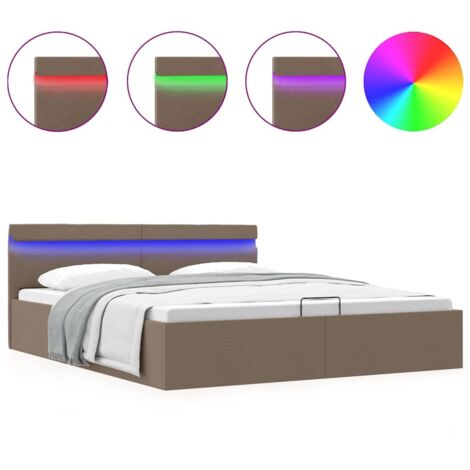 vidaXL Giroletto Idraulico Contenitore LED Tortora Tessuto 160x200cm