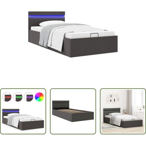 vidaXL Giroletto idraulico -  Giroletto con Contenitore e LED Grigio Scuro Tessuto 100x200 cm