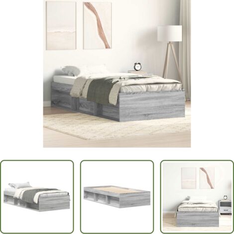 vidaXL Giroletto in legno -  Giroletto Grigio Sonoma 75x190 cm Small Single