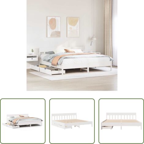 vidaXL Giroletto in legno -  Giroletto senza Materasso Bianco 200x200 cm Legno Massello Pino