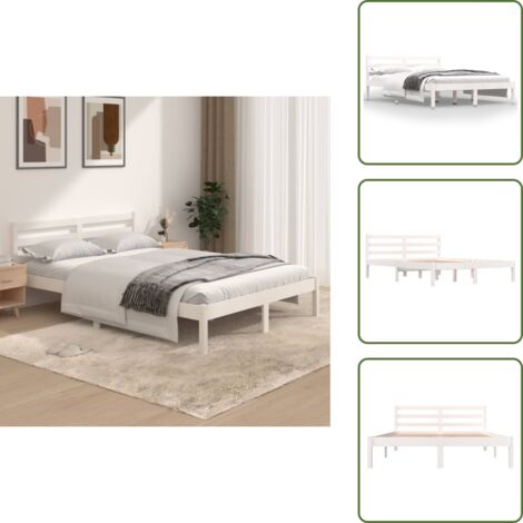 vidaXL Giroletto in Legno Massello 135x190 cm Bianco Small Double