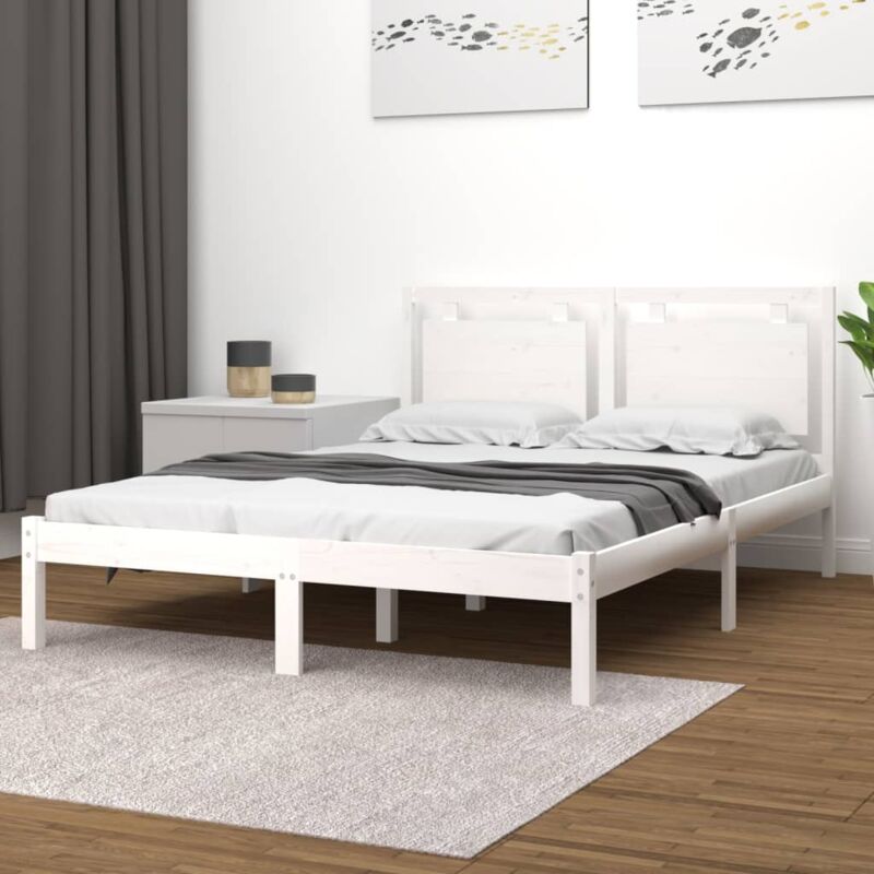 Vidaxl - Giroletto Bianco in Legno Massello 120x190 cm Small Double