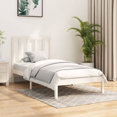 vidaXL Giroletto in Legno Massello Bianco 75x190 cm Small Single