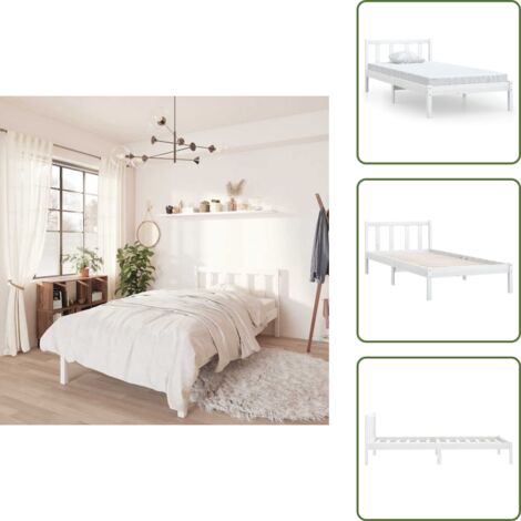 vidaXL Giroletto in Legno Massello Bianco 75x190 cm Small Single