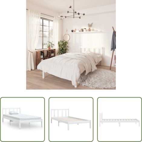 vidaXL Giroletto in Legno Massello Bianco 75x190 cm Small Single