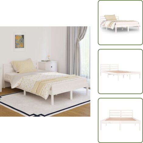 vidaXL Giroletto in Legno Massello di Pino 120x200 cm Bianco