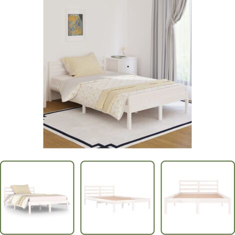 vidaXL Giroletto in Legno Massello di Pino 120x200 cm Bianco