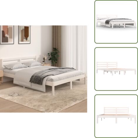 vidaXL Giroletto in Legno Massello di Pino 140x190 cm Bianco
