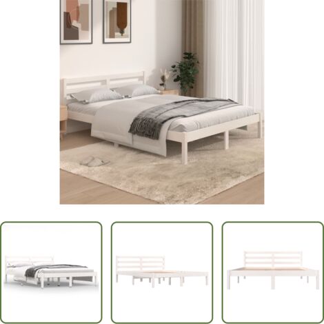 vidaXL Giroletto in Legno Massello di Pino 140x190 cm Bianco
