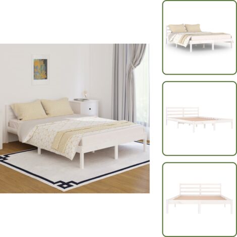 vidaXL Giroletto in Legno Massello di Pino 140x200 cm Bianco