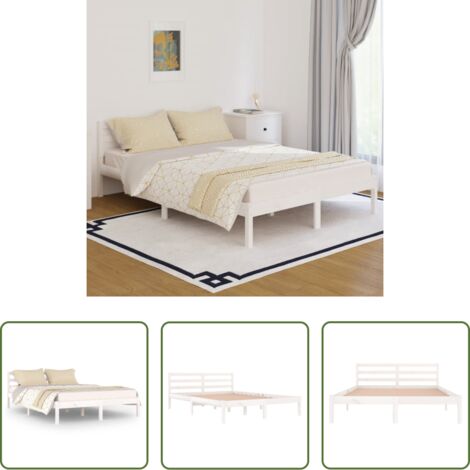 vidaXL Giroletto in Legno Massello di Pino 140x200 cm Bianco