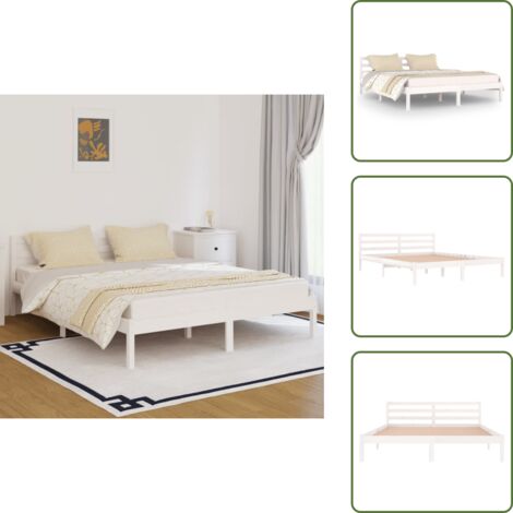 vidaXL Giroletto in Legno Massello di Pino 160x200 cm Bianco