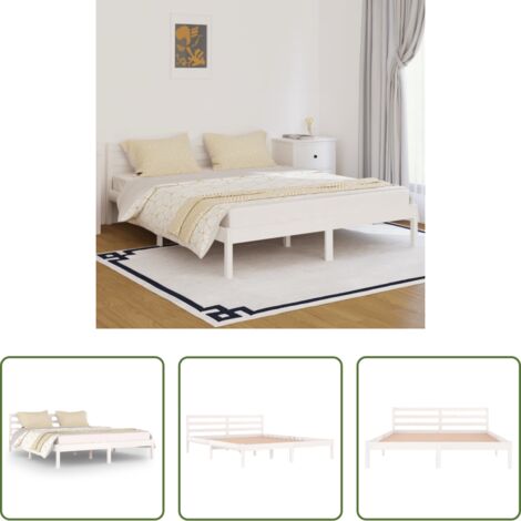 vidaXL Giroletto in Legno Massello di Pino 160x200 cm Bianco