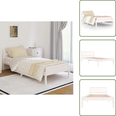 vidaXL Giroletto in Legno Massello di Pino 90x200 cm Bianco