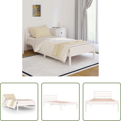 vidaXL Giroletto in Legno Massello di Pino 90x200 cm Bianco