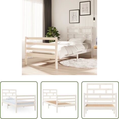 vidaXL Giroletto in Legno Massello di Pino Bianco 90x200 cm