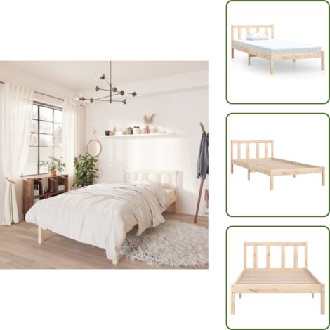 vidaXL Giroletto in Legno Massello Grigio 75x190 cm Small Single