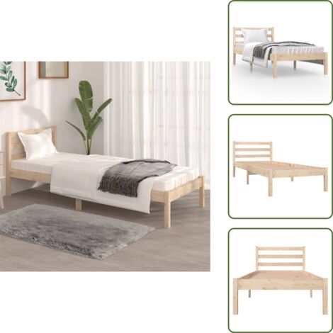 vidaXL Giroletto in Legno Massello Grigio 75x190 cm Small Single