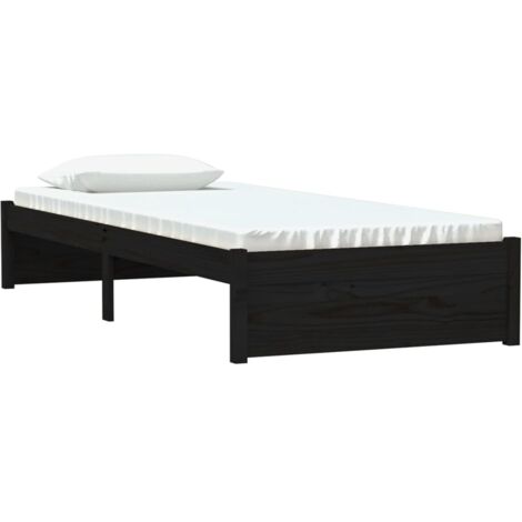 vidaXL Giroletto in Legno Massello Nero 75x190 cm Small Single