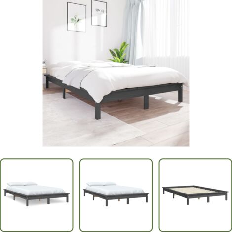 vidaXL Giroletto in pino -  Giroletto Grigio 120x200 cm in Legno Massello di Pino