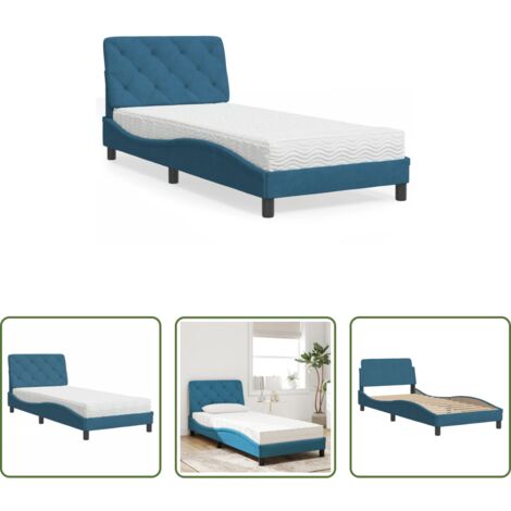 vidaXL Giroletto in velluto -  Letto con Materasso Blu 80x200 cm in Velluto