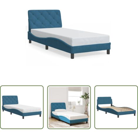 vidaXL Giroletto in velluto -  Letto con Materasso Blu 90x190 cm in Velluto