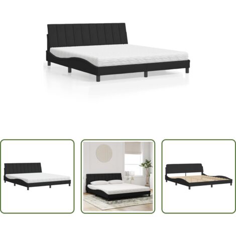 vidaXL Giroletto in velluto -  Letto con Materasso Hanko Nero 180x200 cm in Velluto