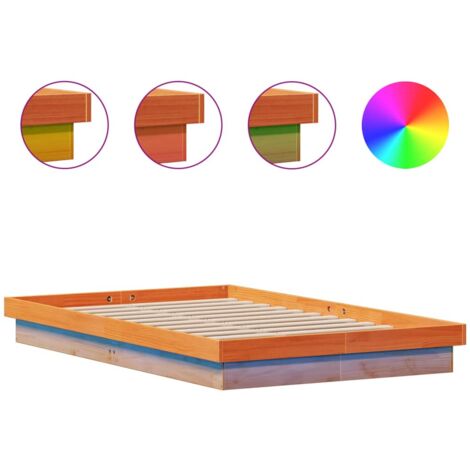 vidaXL Giroletto LED Marrone Cera 135x190 cm in Legno Massello di Pino