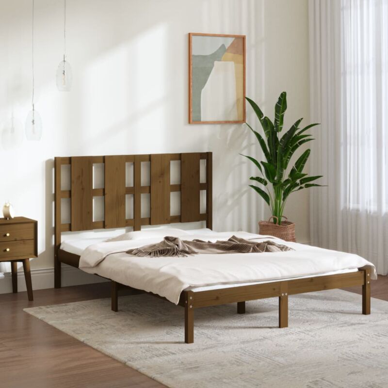 Vidaxl - Letto adulto, Giroletto, Letto matrimonial Miele in Legno Massello di Pino 120x200 cm