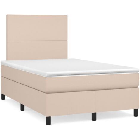vidaXL Giroletto Molle Materasso e LED Cappuccino 120x190cm Similpelle