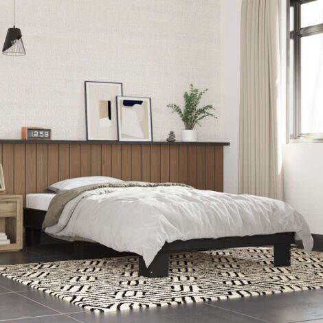 vidaXL Giroletto Nero 90x190 cm in Legno Multistrato e Metallo
