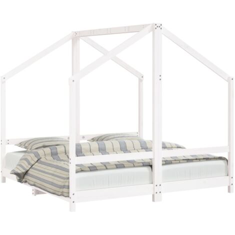 vidaXL Giroletto per Bambini Bianco 2x(80x160)cm Legno Massello Pino