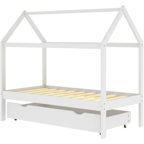 vidaXL Giroletto per Bambini con Cassetto Bianco Legno Pino 80x160 cm