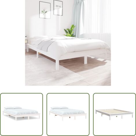 vidaXL Giroletto per camera da letto -  Giroletto Bianco 120x200 cm in Legno Massello di Pino