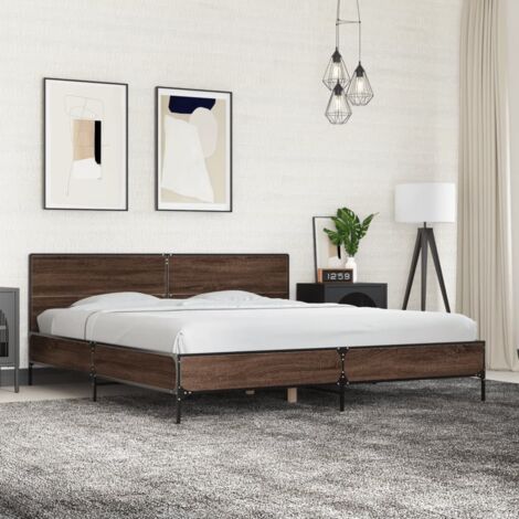vidaXL Giroletto Rovere Marrone 200x200cm in Legno Multistrato Metallo