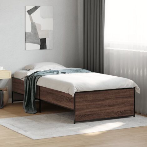 vidaXL Giroletto Rovere Marrone 90x190 cm Legno Multistrato e Metallo