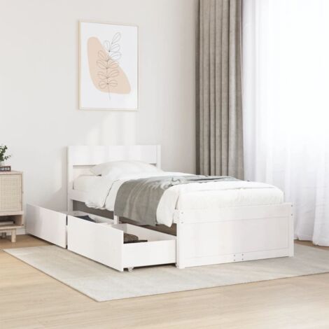 vidaXL Giroletto senza Materasso Bianco 100x200 cm Legno Massello Pino